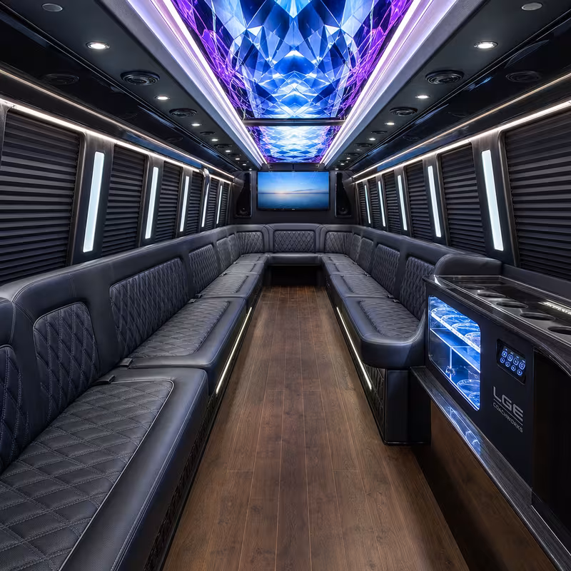 18 Passenger Party Bus Interior