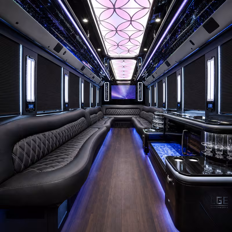 20 Passenger Party Bus Interior