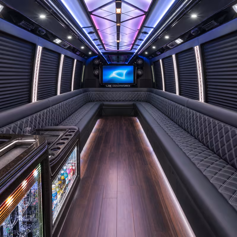 25 Passenger Party Bus Interior