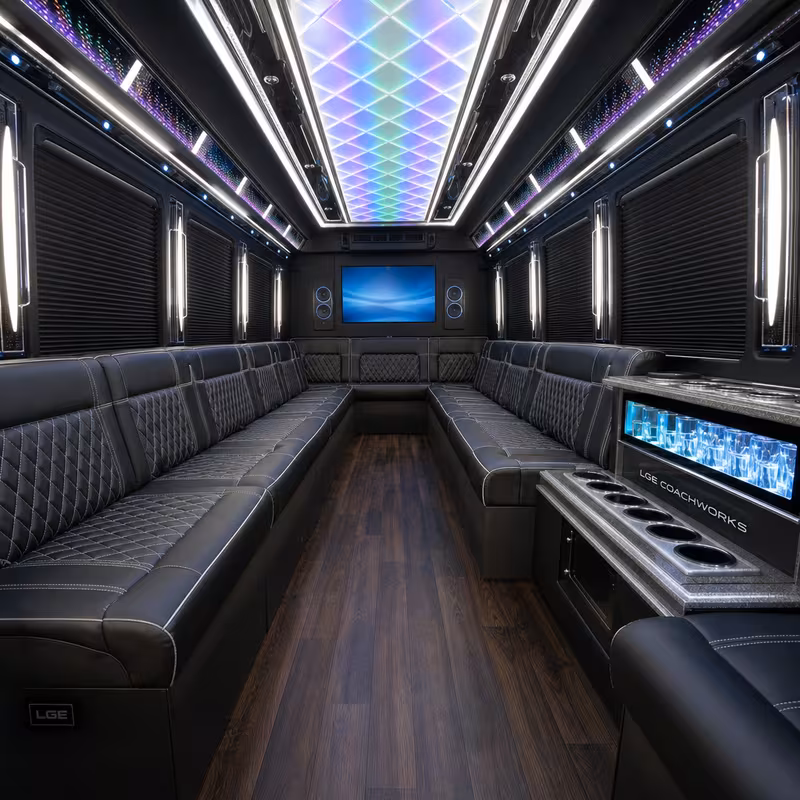 28 Passenger Party Bus Interior