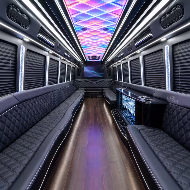 28 Passenger Party Bus Interior