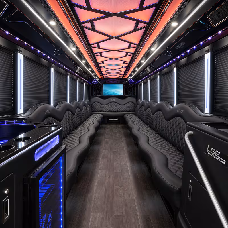 30 Passenger Party Bus Interior
