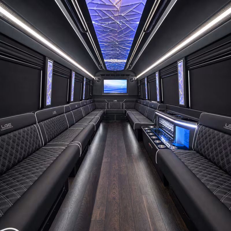 50 Passenger Party Bus Interior