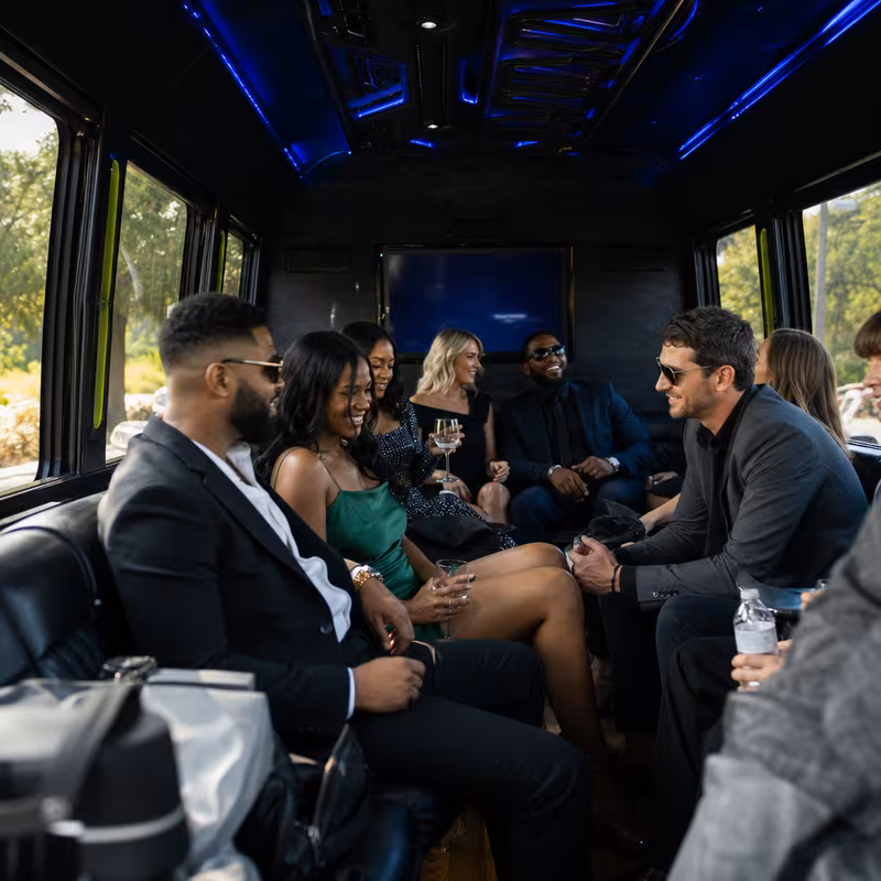 Black Mercedes Sprinter van staged for an Arlington Private Event Transportation group