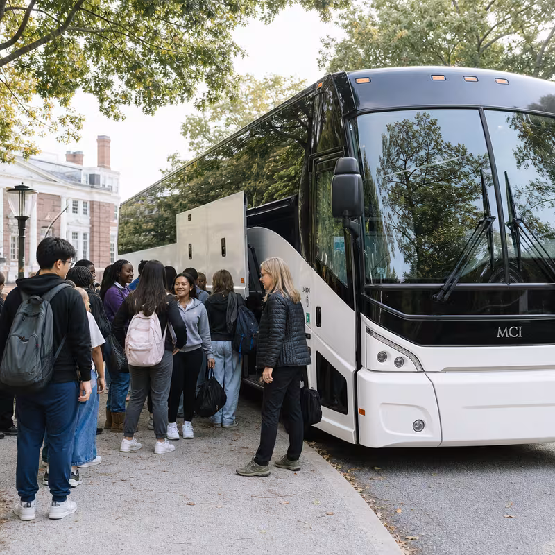 Black Mercedes Sprinter van staged for an Arlington School Transportation group